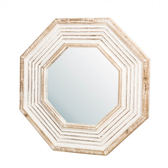 Glitzhome Glitzhome Vintage Octagonal Wooden Wall Mirror