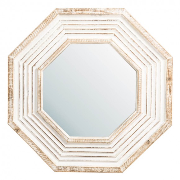 glitzhome Glitzhome Vintage Octagonal Wooden Wall Mirror