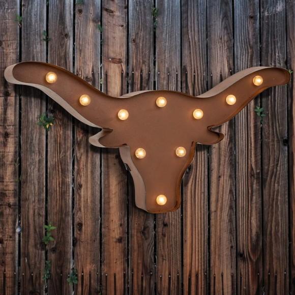 Glitzhome Glitzhome Vintage Rustic Farmhouse LED Marquee Ox Head Sign