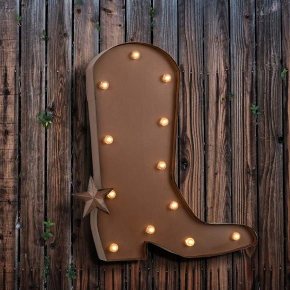 Glitzhome Glitzhome Vintage Rustic Farmhouse Marquee LED Cowboy Boot Sign