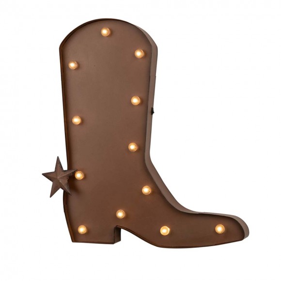 glitzhome Glitzhome Vintage Rustic Farmhouse Marquee LED Cowboy Boot Sign