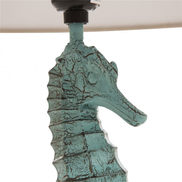 Glitzhome Glitzhome Vintage Seahorse Style Novelty Table Lamp With Burlap Shade