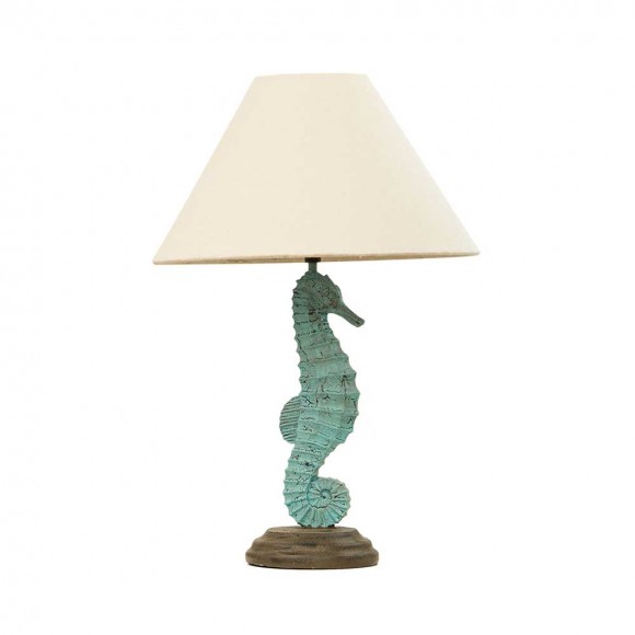 glitzhome Glitzhome Vintage Seahorse Style Novelty Table Lamp with Burlap Shade