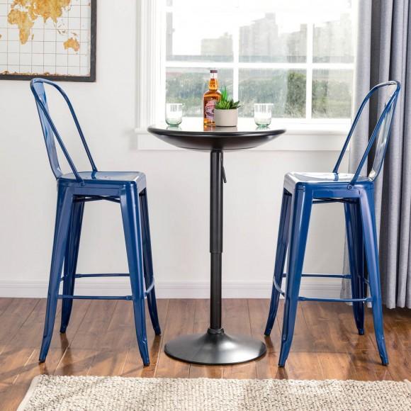 Glitzhome Glitzhome Vintage Stackable Navy Blue Metal Bar Stool Set Of 2