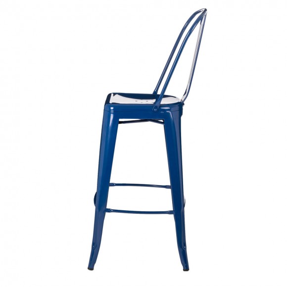 Glitzhome Glitzhome Vintage Stackable Navy Blue Metal Bar Stool Set Of 2