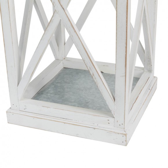 Glitzhome Glitzhome Wash White Farmhouse Modern Wooden Lanterns Set Of 2