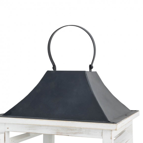 Glitzhome Glitzhome Wash White Farmhouse Wooden Shutter Lanterns Set Of 2