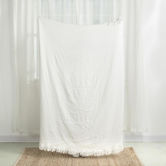 Glitzhome Glitzhome White Geometry Cotton Woven Throw
