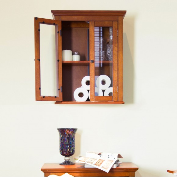 Glitzhome Glitzhome Wooden Bathroom Wall Mounted Storage Cabinet With Double Doors