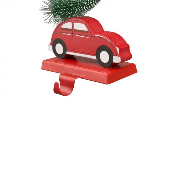 Glitzhome Glitzhome Wooden/Metal Red Car & Truck Stocking Holder Set Of 2