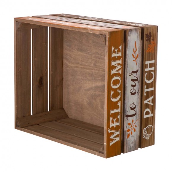 Glitzhome Glitzhome Wooden Pumpkin Storage Crates Set Of 2