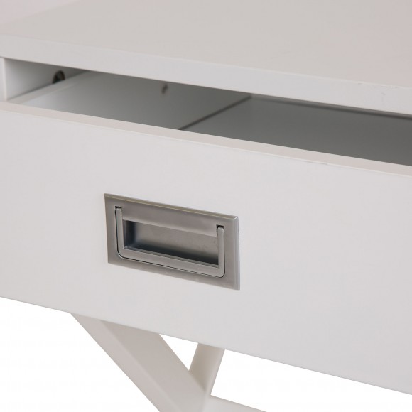 Glitzhome Glitzhome Wooden X-Shape Side Table With Drawer White
