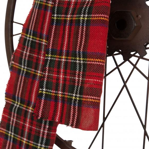 Glitzhome Glizhome 36"H Rusty Metal Bike Wheel Snowman Yard Stake Or Wall Decor With Plaid Scarf
