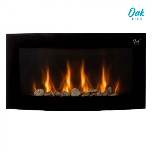 glitzhome Oak PLUS 35.00"L Modern Wall Mounted Electric Fireplace with 7 Colors Flames and Remote Control