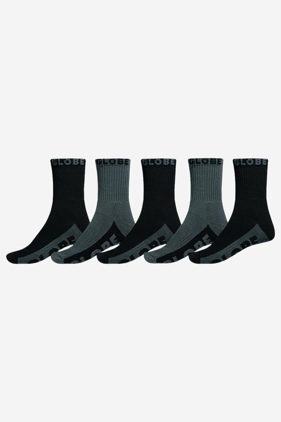 globe B/G CREW SOCK 5 PACK - Black/Grey