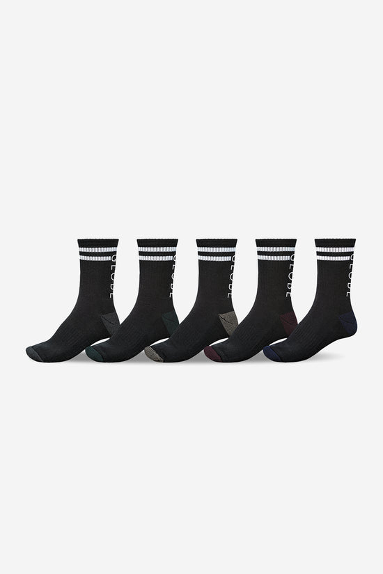 globe Carter Crew Sock 5 Pack - Black/Assorted