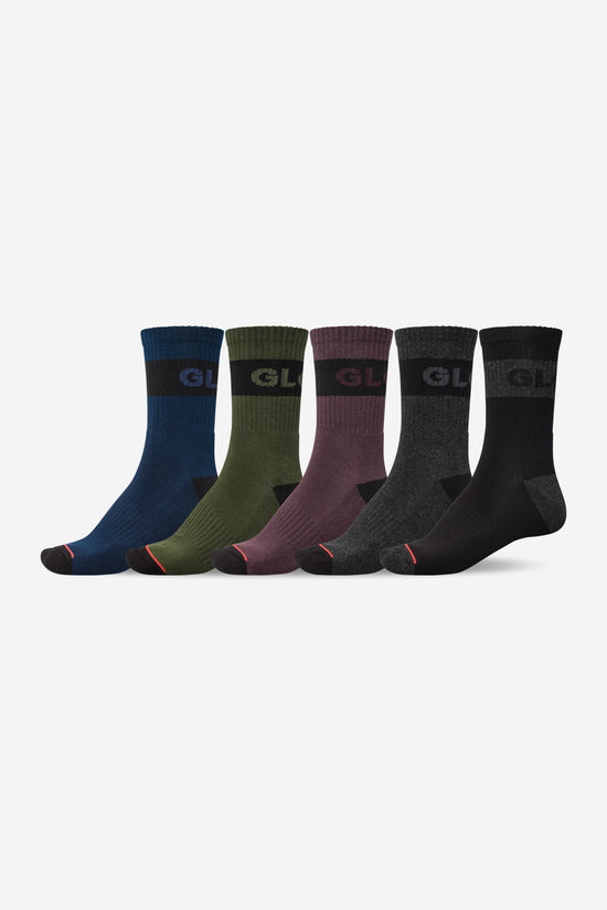 globe Horizons Crew Sock 5 Pack - Dark Assorted