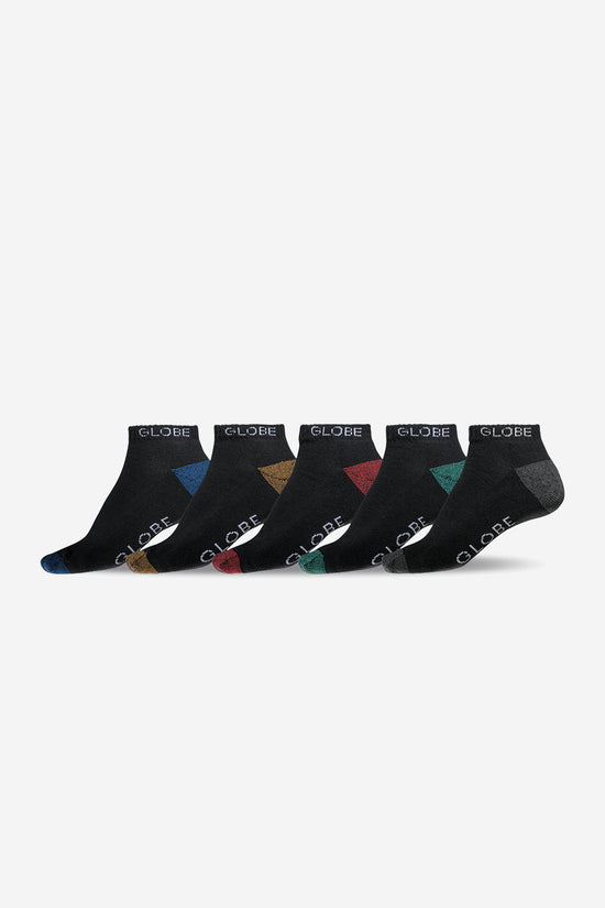 globe Ingles Ankle Sock 5 Pack - Black/Assorted