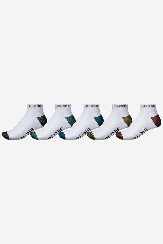 globe Ingles Ankle Sock 5 Pack - White/Assorted