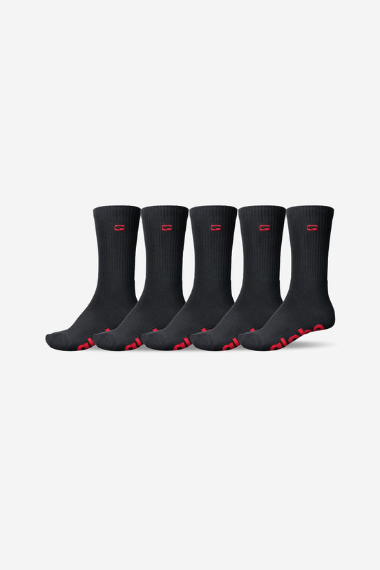 globe OG Logo Hi Crew Sock 5 Pack - BLACK