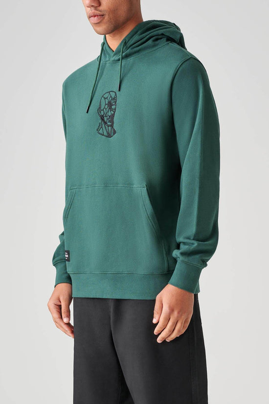 Globe Smashed Hoodie - Night Green