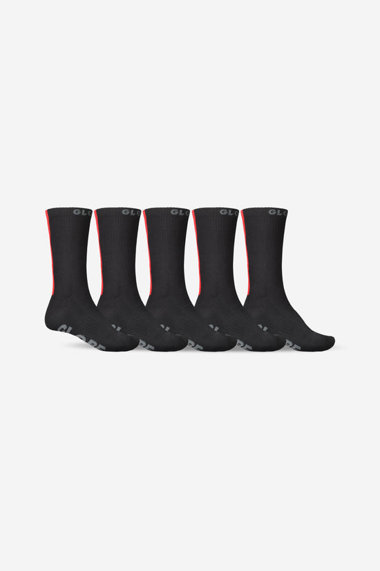 Globe Stripe Hi Crew Sock 5 Pack - Black/Red