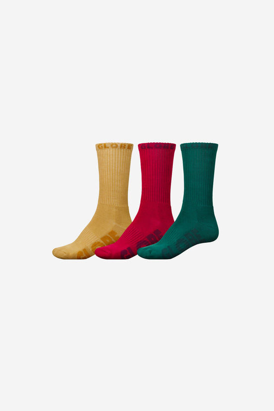 globe Sustain Crew Sock 3 Pack - Assorted