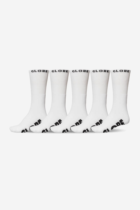 globe Whiteout Sock 5 Pack - White