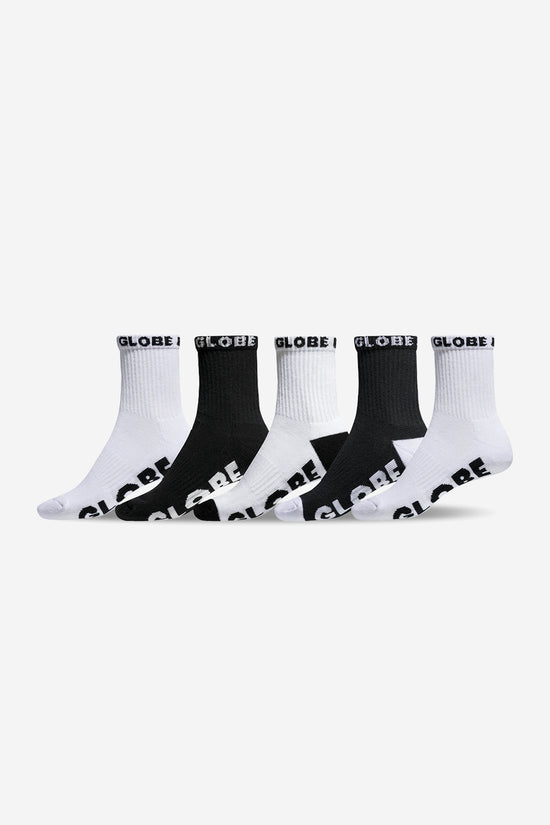 globe YOUTH QUARTER SOCK 5 PACK - Black/White