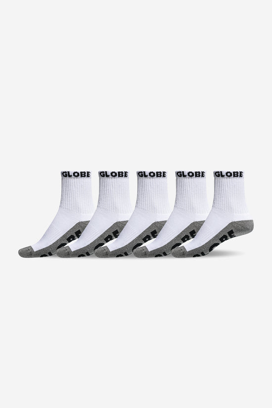 globe YOUTH QUARTER SOCK 5 PACK - White/Grey