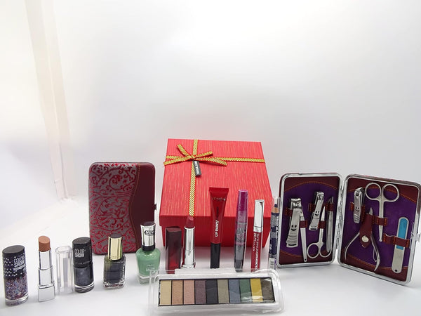 Globe Trotter Beauty Bundle For Women Make Up Gift Hamper Make Up Bundle Manicure Tool Set Hamper For Women