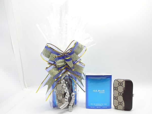 Globe Trotter Father's Day Hamper ICE BLUE MAN 100ml EDT Perfume For Men Free Manicure Tool Set Gift Set For Dad