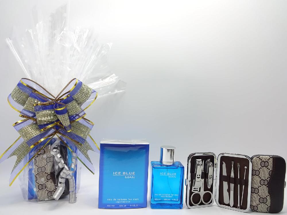 globe trotter Father's Day Hamper ICE BLUE MAN 100ml EDT Perfume For Men Free Manicure Tool Set Gift Set For Dad