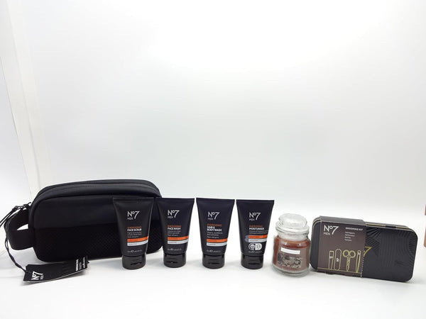 Globe Trotter Gift For Him Present For Men With Skincare Travel Bag Grooming Kit & Candle – Unique Gift Box For Him