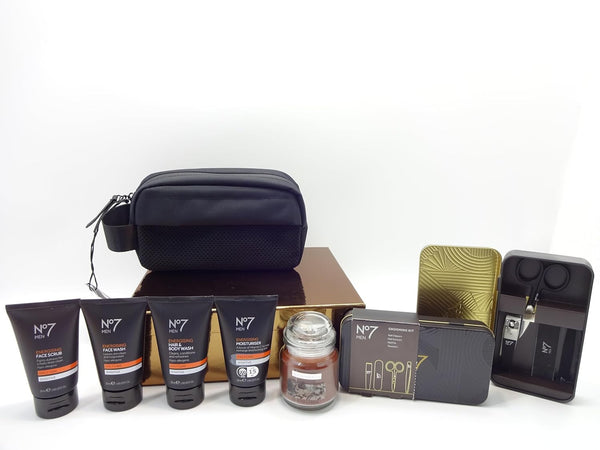 Globe Trotter Gift For Him Present For Men With Skincare Travel Bag Grooming Kit & Candle – Unique Gift Box For Him