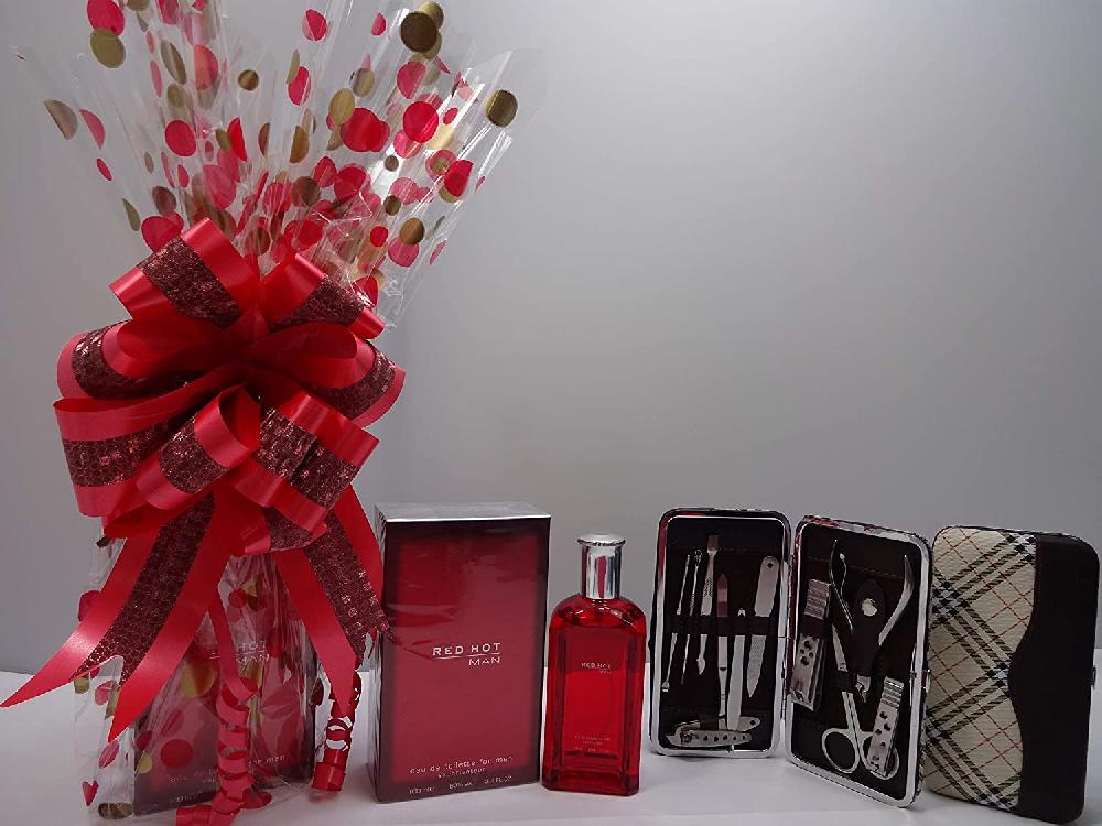 globe trotter Glory Cosmetics Father's Day Gift Hamper For Dad Red Hot Man Perfume Mans Manicure Traval Tool KIt Gift Set Black