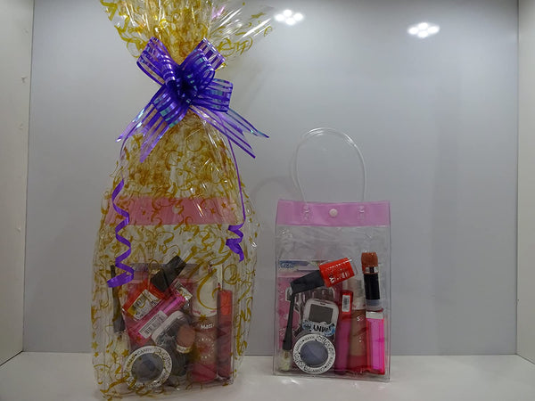 Globe Trotter Hamper Make Up Bundle For Women Face Lips Eyes Nails Transparent Make Up Case