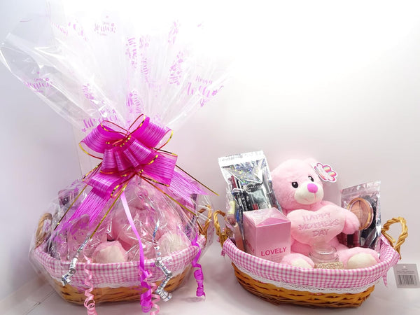 Globe Trotter Happy Mothers Day Hamper Gift Basket - Luxury Beauty Bundle Gift Set For Women - Perfume Make Up Candle Crystal Ring Soft Mothers Day Teddy Bear