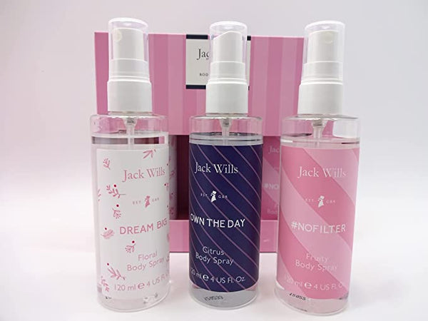 Globe Trotter Jack Wills Body Spray Trio Gift Set Gift Hamper For Ladies