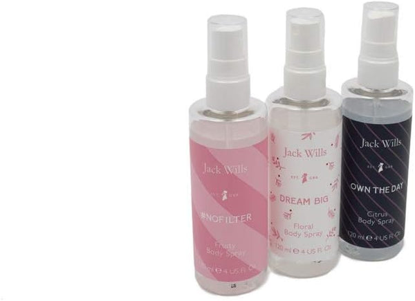 Globe Trotter Jack Wills Ladies Body Spray Trio 3x 120ml Citrus/Floral/Fruity