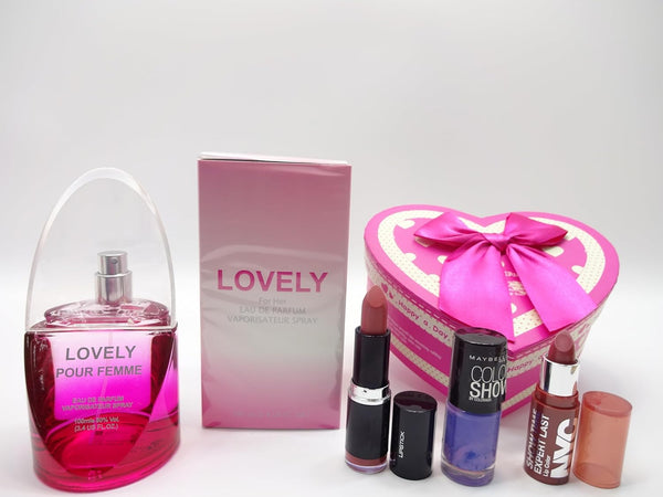 Globe Trotter LOVELY Perfume & 3pc Make Up Kit Gift Hamper Beauty Bundle