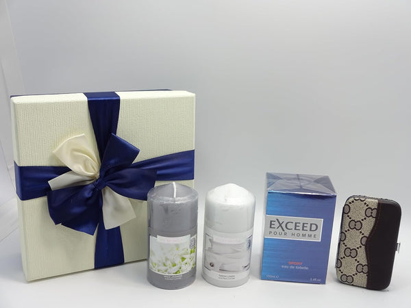 Globe Trotter Luxury Fathers Day Gift Set For Men Exceed 100ml EDT For Men 2pc Scented Candles 7pc Manicure Tool Kit Gift Set For Him