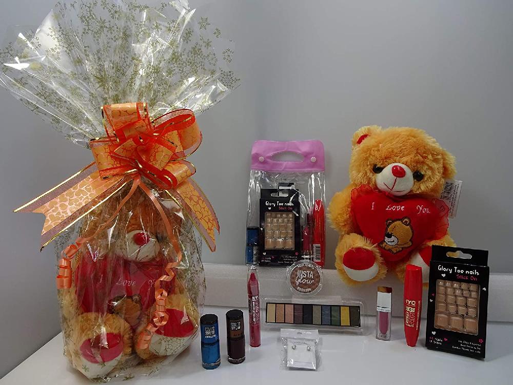 globe trotter Make Up & Teddy Gift Hamper Luxury Beauty Bundle Gift Hamper For Her Teddy Bear & Makeup