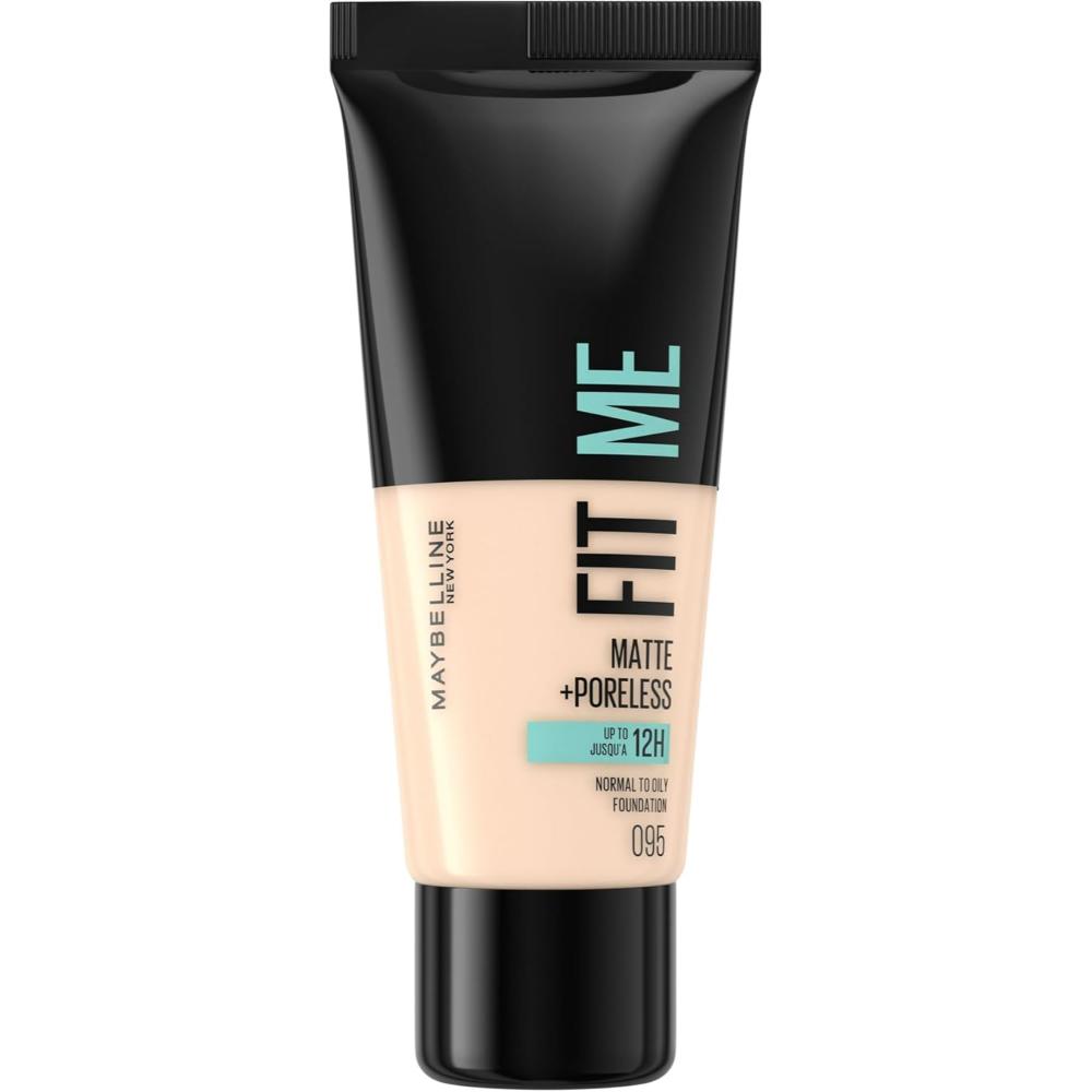 globe trotter Maybelline 095 Fair Porcelain Fit Me Foundation Medium Coverage Blendable With a Matte and Poreless Finish For Normal to Oily Skin 30ml