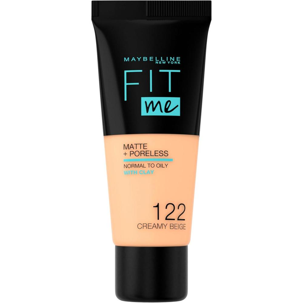 globe trotter Maybelline 122 Creamy Beige Fit Me Foundation Matte & Poreless Full Coverage Blendable Normal to Oily Skin 30ml