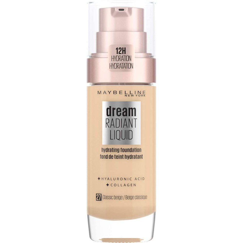 globe trotter Maybelline Foundation Dream Radiant Liquid Hydrating Foundation - Up to 12 Hour Hydration - 27 Classic Beige