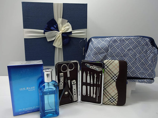 Globe Trotter Men's Luxury Perfume Manicure Collection Gift Set Hamper + Free Men's Wash Bag Included Gift Wrapped