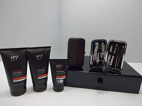 Globe Trotter No7 Men Father's Day Luxury Gift Box Hamper Free 7Pcs Stainless Steel Nail Care Manicure & Pedicure Kit