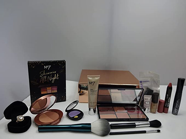 Globe Trotter No7 Shimmer Make Up Collection Gift Set Gift Hamper Gold Plated Crystal Ring In Gift Box