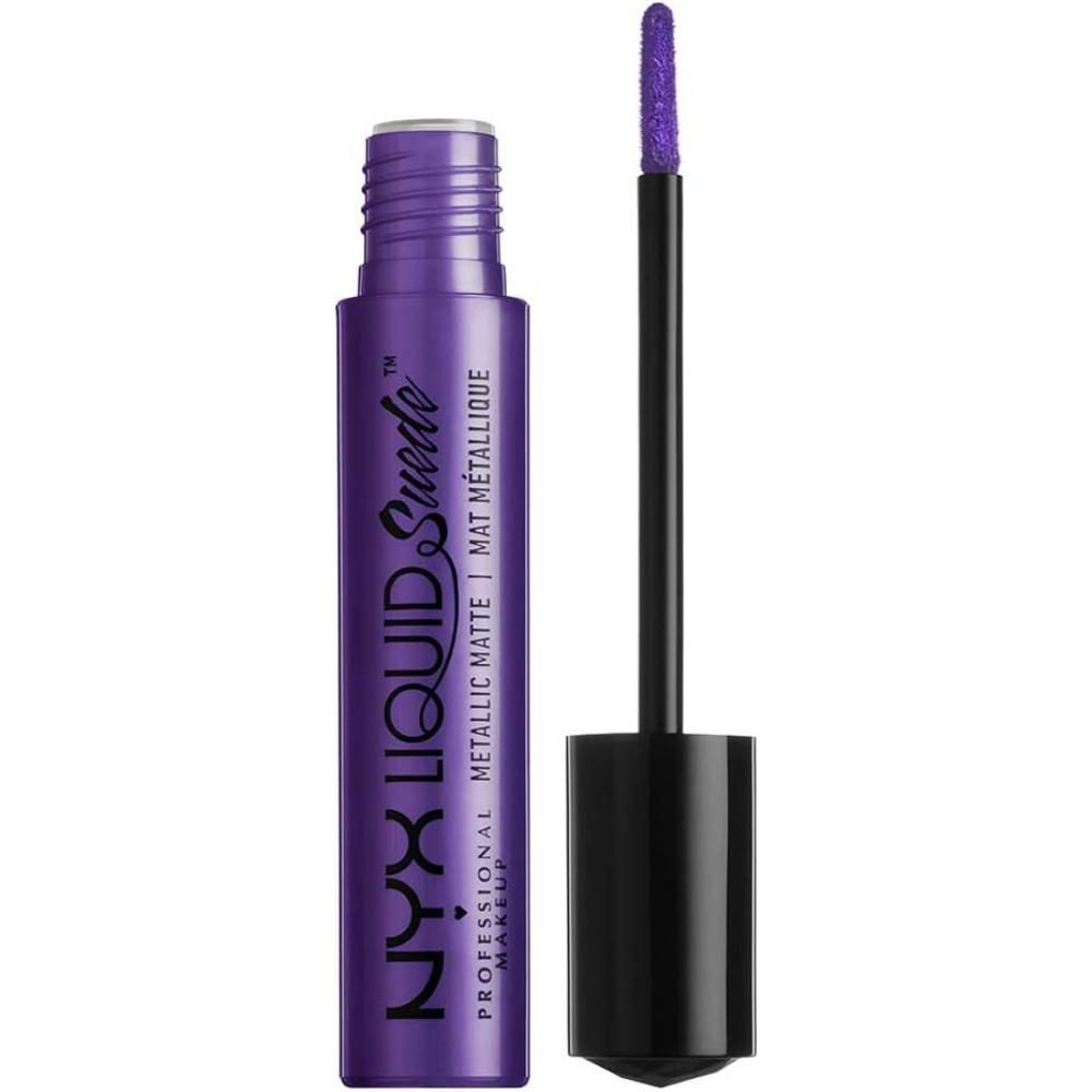 globe trotter NYX Liquid Suede Metallic Matte Lipstick Purple Ego LSCL36